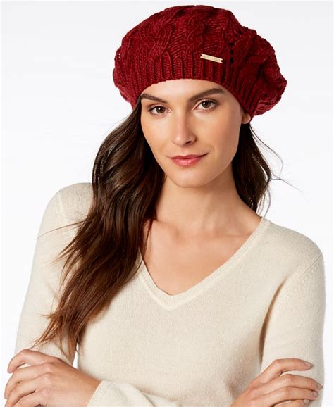 michael michael kors pointelle cable knit beret|Michael Kors Cable Stitch Beret .